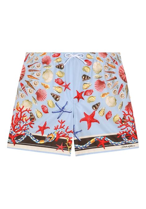 Costume Da Bagno Azzurro Con Stampa Conchiglie DOLCE & GABBANA KIDS | L4J818-ON07WHC5PJ